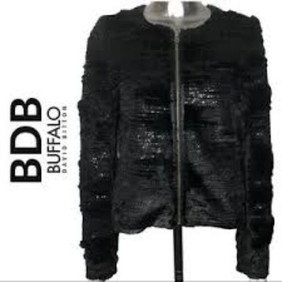 Buffalo David Bitton Jackets & Blazers - Buffalo David Bitton black bedazzled fake fur jacket